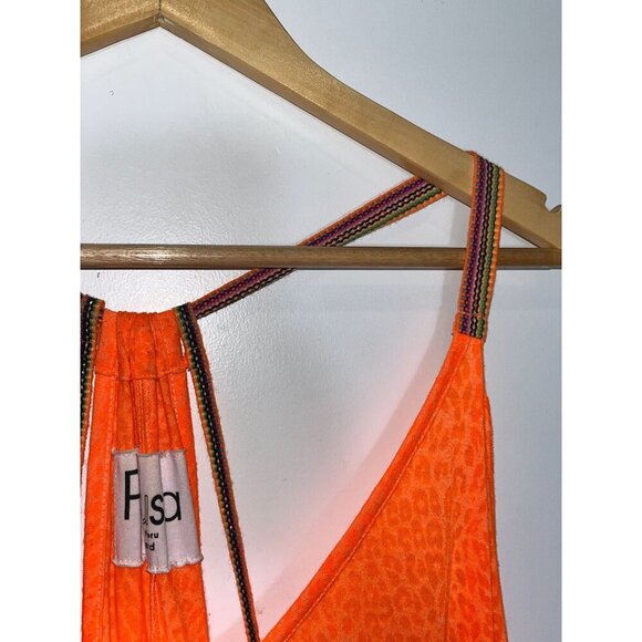 PITUSA Grecian V Neckline Sleveless Women's Maxi Dress Size M Tangerine - Picture 5 of 11